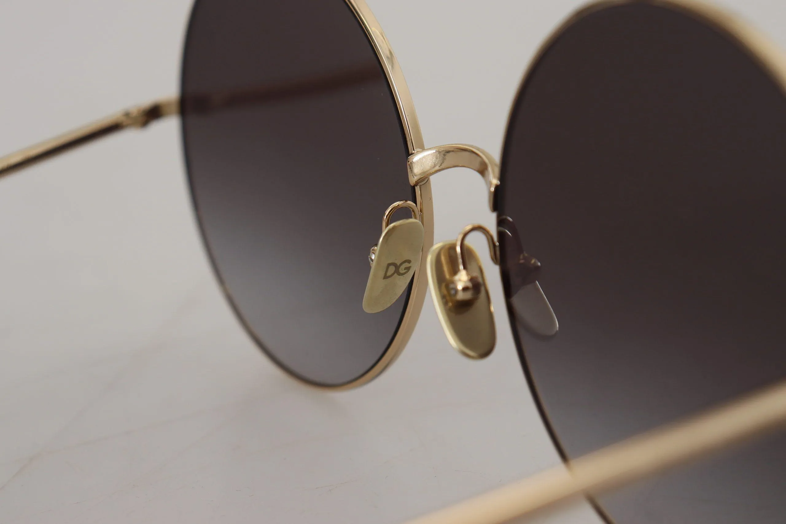 Dolce & Gabbana Black Gold Metal Frame Gradient Lens Sunglasses