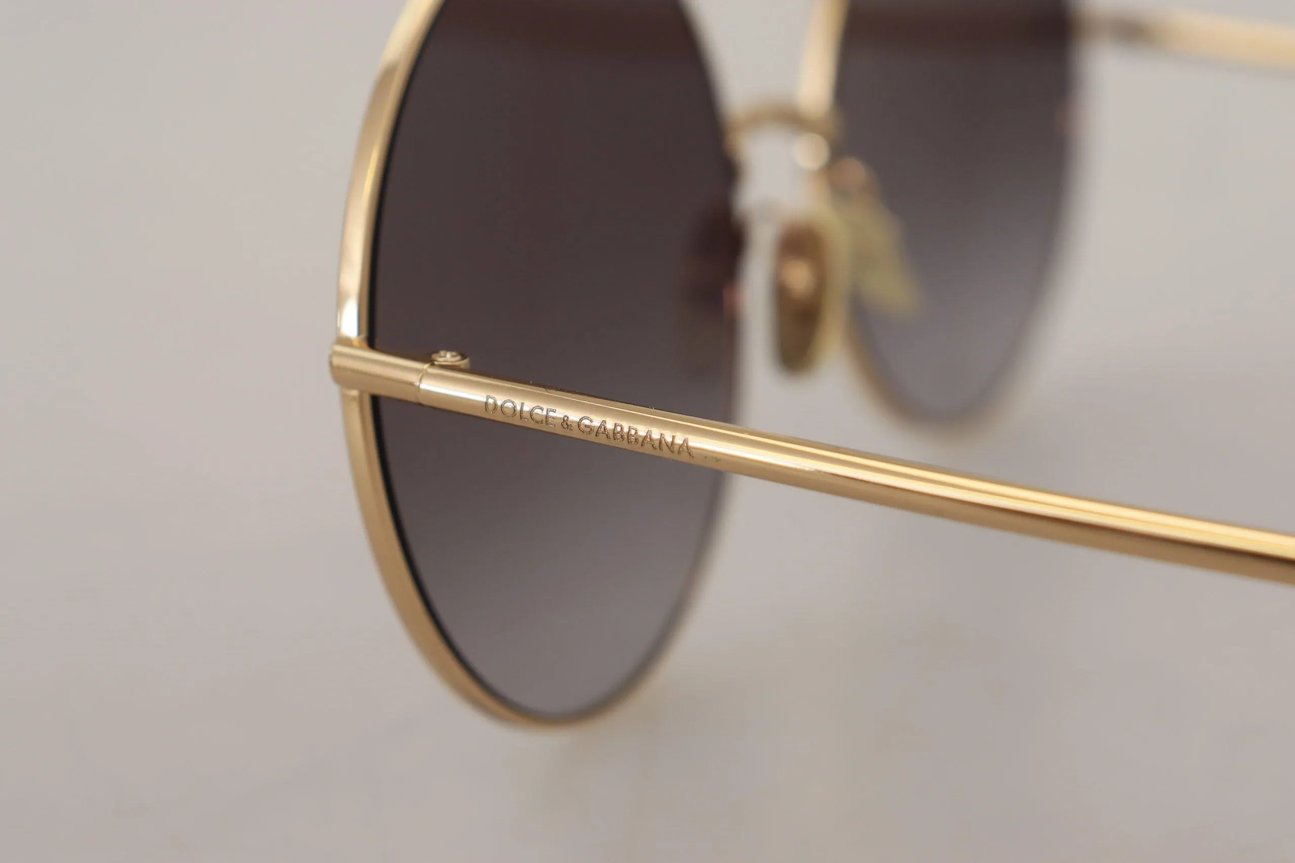 Dolce & Gabbana Black Gold Metal Frame Gradient Lens Sunglasses