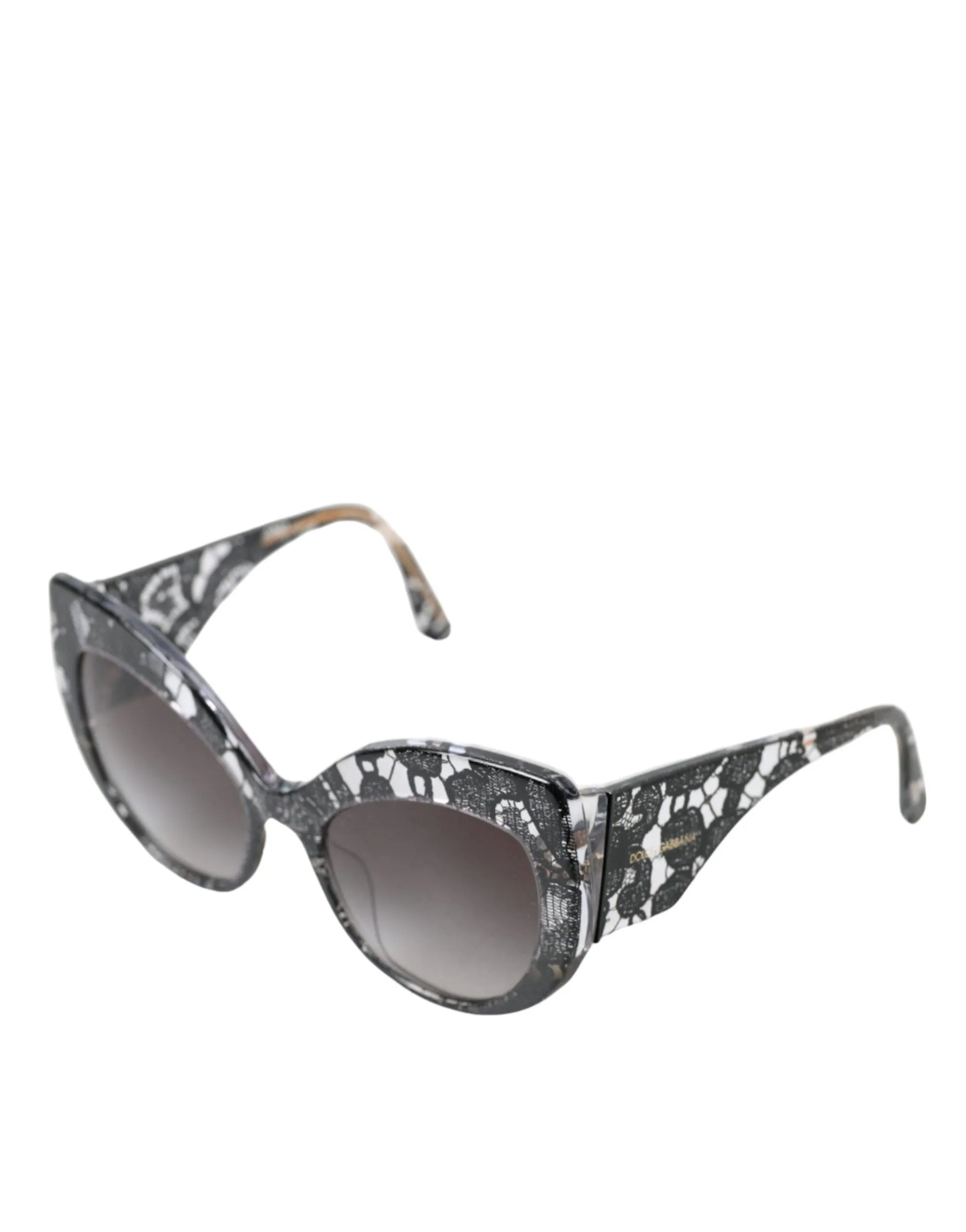 Dolce & Gabbana Black Lace Acetate Cat Eye Gray Lens DG4321F Sunglasses