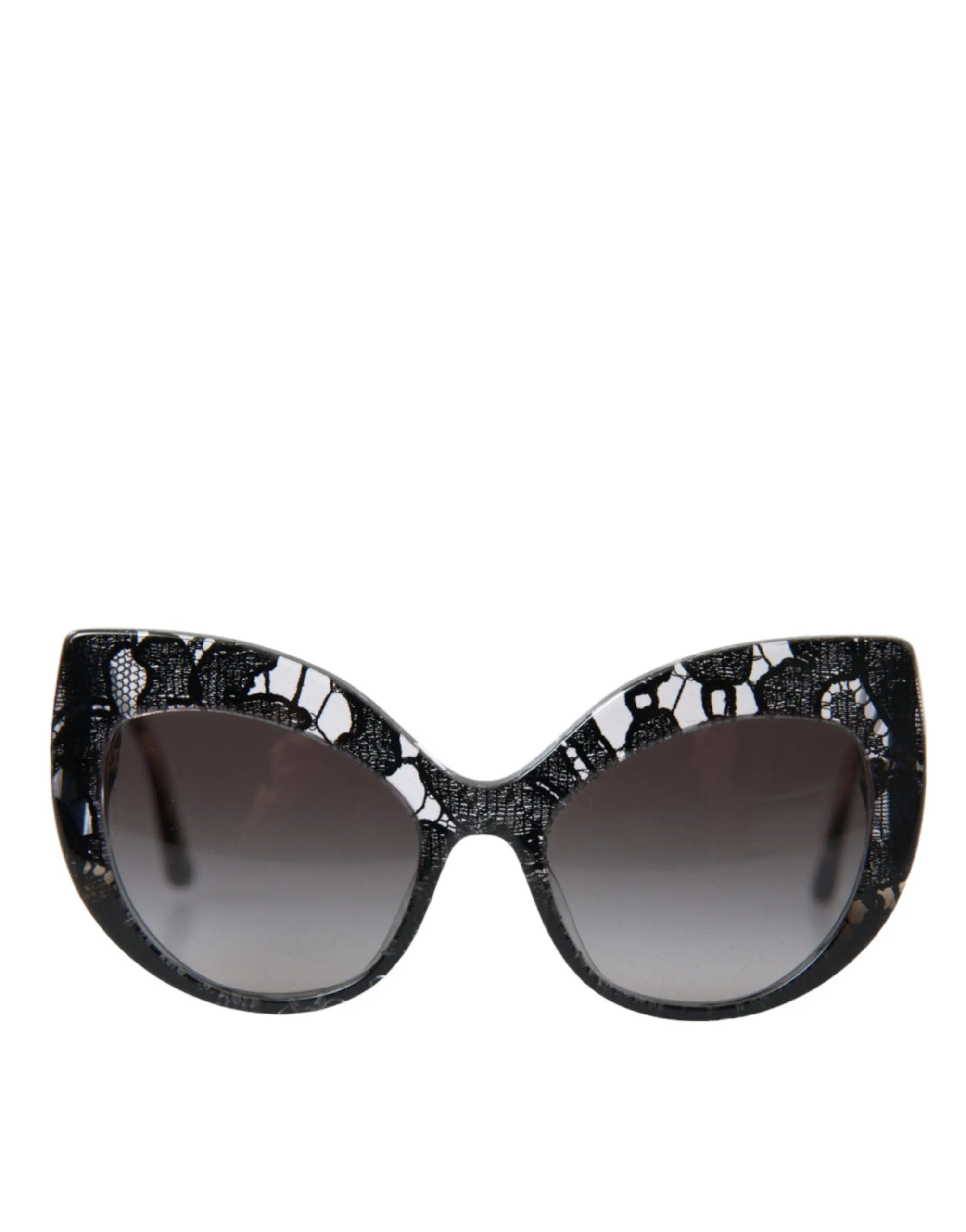 Dolce & Gabbana Black Lace Acetate Cat Eye Gray Lens DG4321F Sunglasses