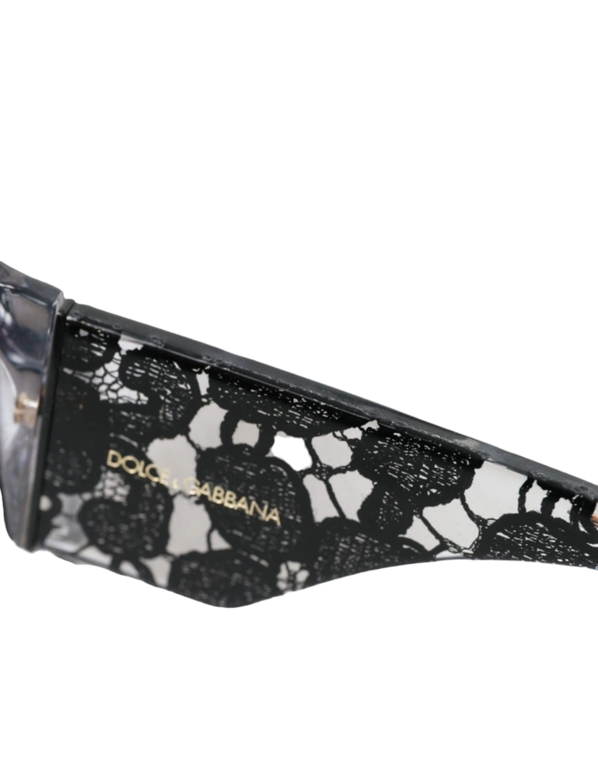 Dolce & Gabbana Black Lace Acetate Cat Eye Gray Lens DG4321F Sunglasses