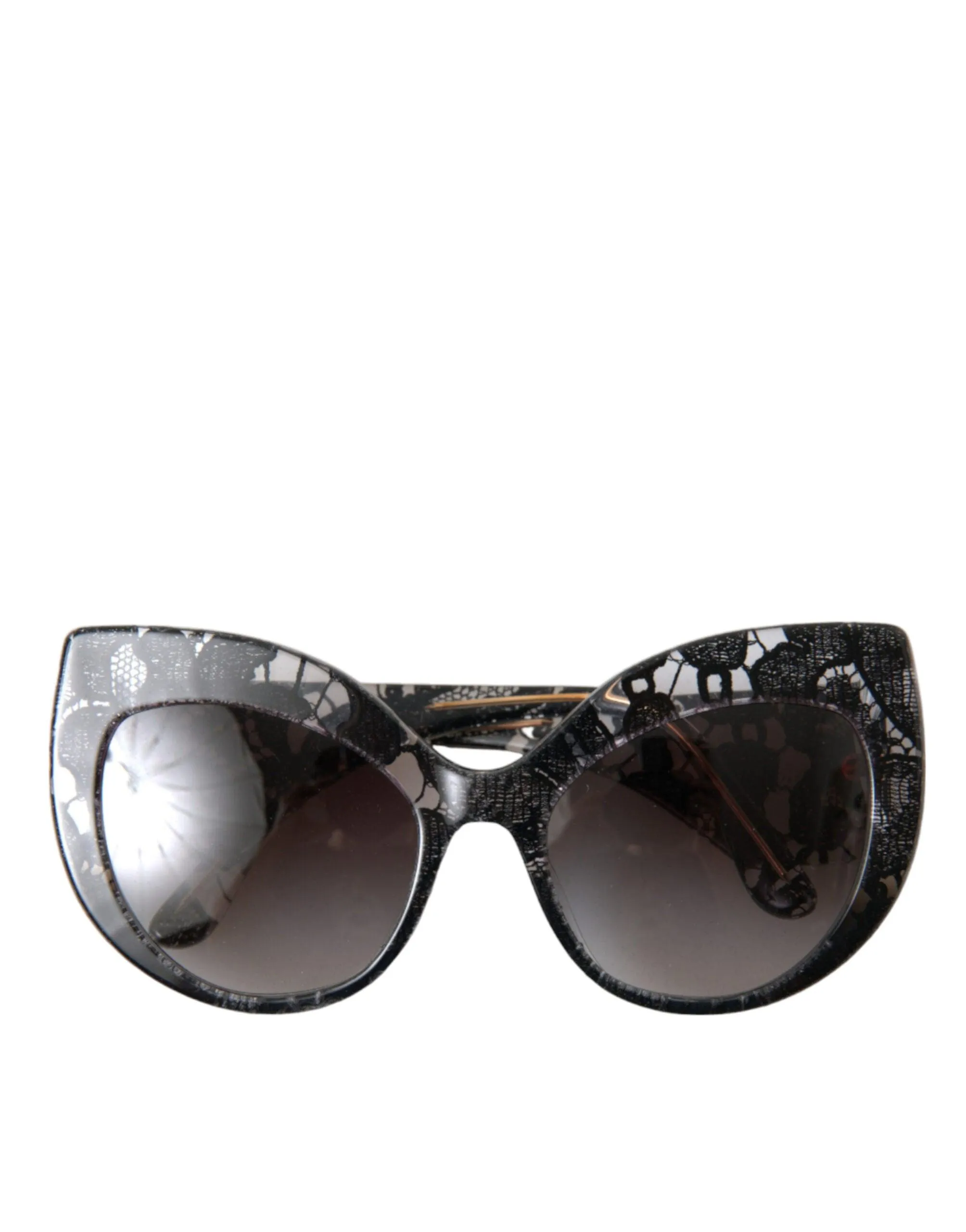 Dolce & Gabbana Black Lace Acetate Cat Eye Gray Lens DG4321F Sunglasses