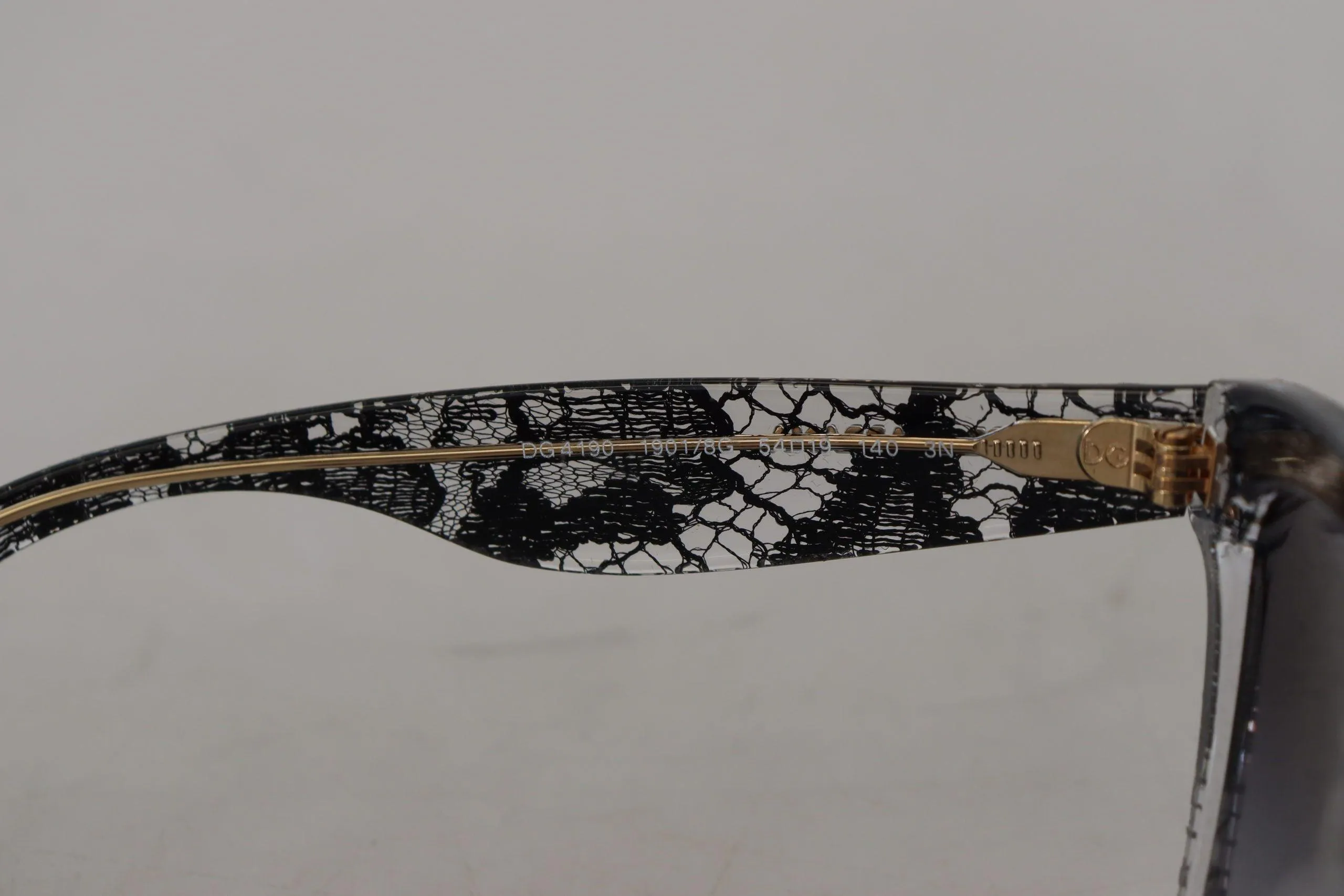 Dolce & Gabbana Black Lace White Acetate Frame Shades DG4190 Sunglasses