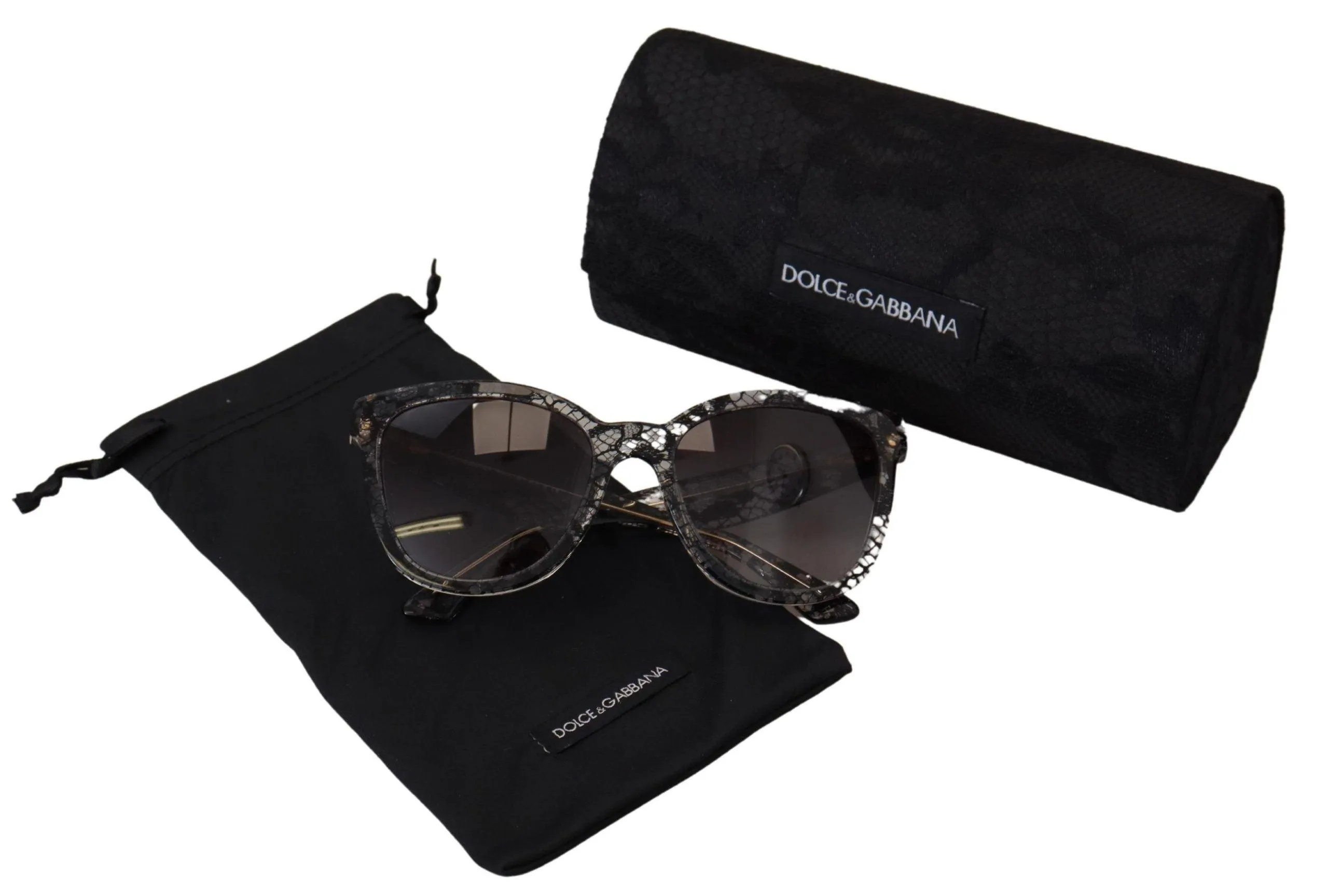 Dolce & Gabbana Black Lace White Acetate Frame Shades DG4190 Sunglasses