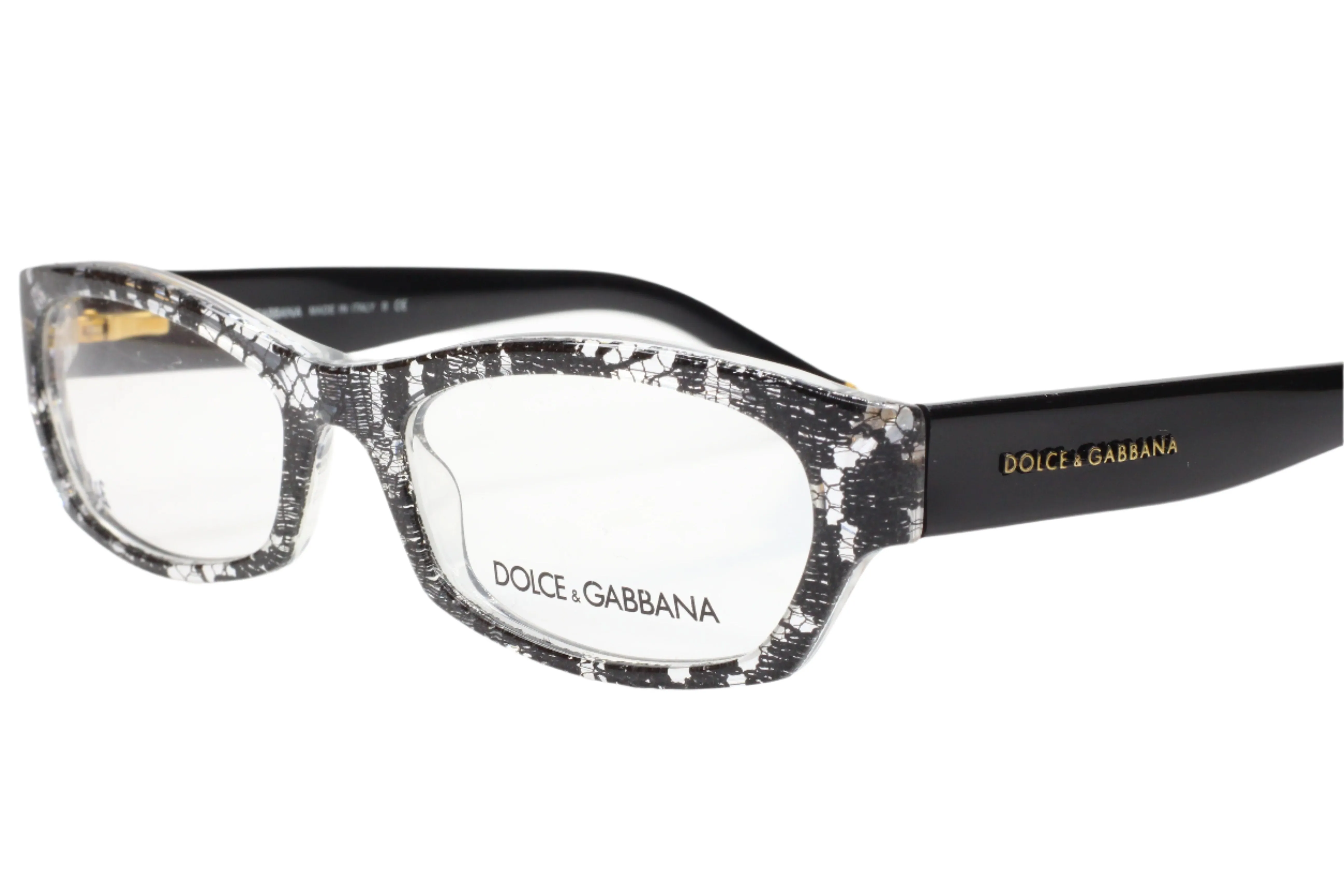 Dolce & Gabbana DG3115 1895 Clear Black Lace Gold Luxury Italy Eyeglasses