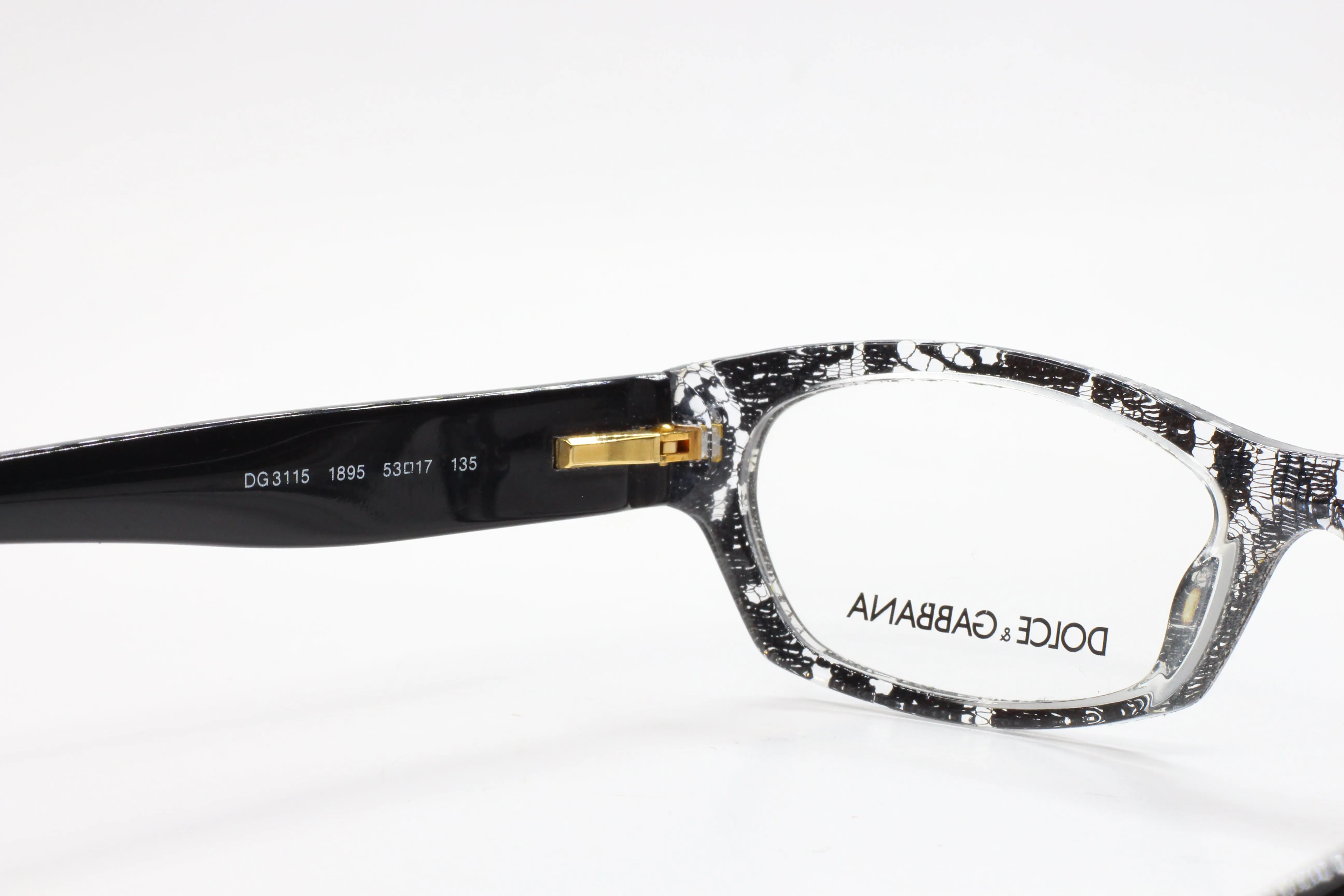 Dolce & Gabbana DG3115 1895 Clear Black Lace Gold Luxury Italy Eyeglasses