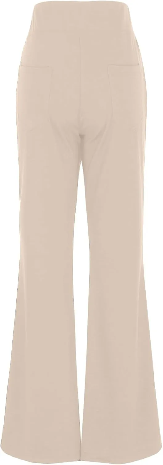 Dress Pants for Women 2025 Fashion High Waisted Yoga Pants Casual Comfy Stretch Office Business Trousers with Pockets