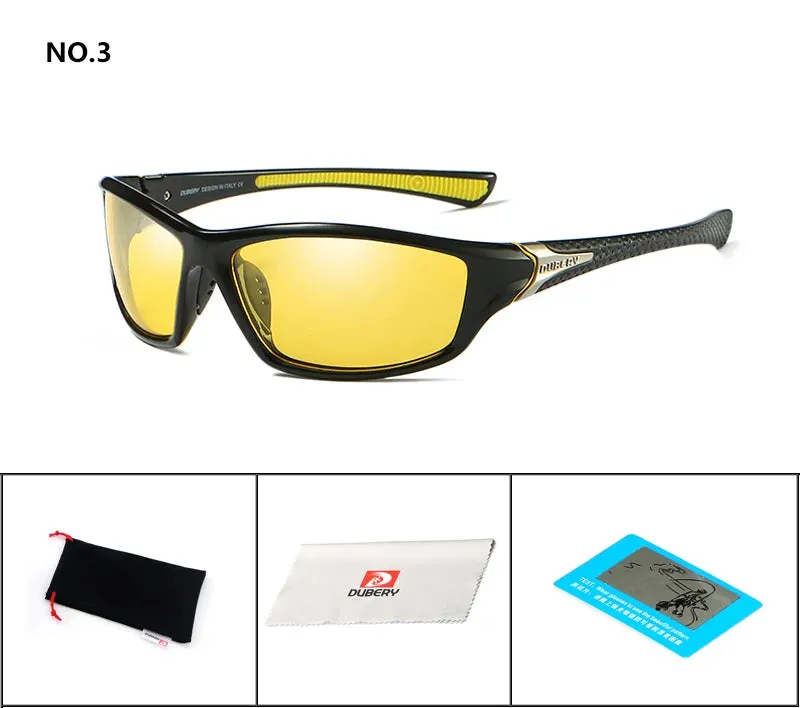 DUBERY® Polarized Night Vision Sunglasses Men's Driving Sun Glasses For Men Square Sport Brand Luxury Mirror Shades Oculos 120