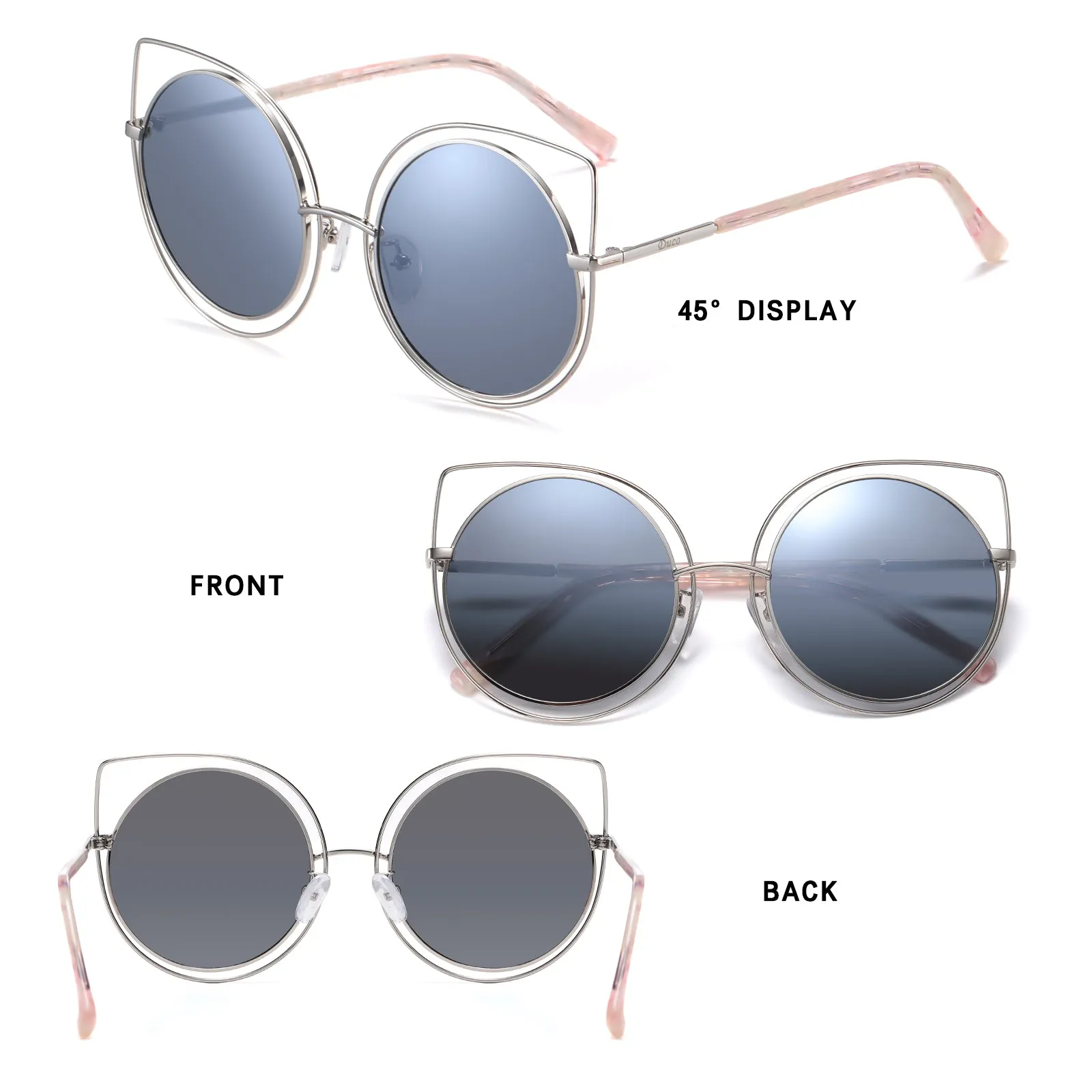 DUCO Classic Vintage Cateye Polarized Sunglasses For Women 100%UV Protection W002