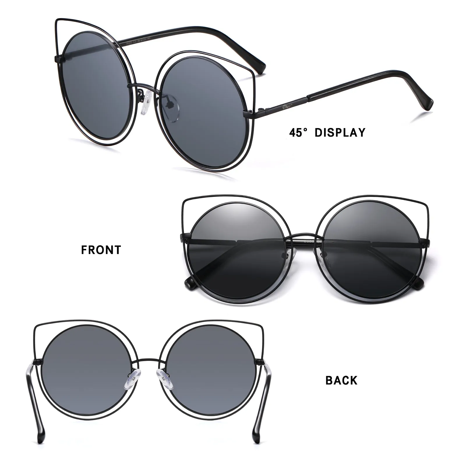 DUCO Classic Vintage Cateye Polarized Sunglasses For Women 100%UV Protection W002