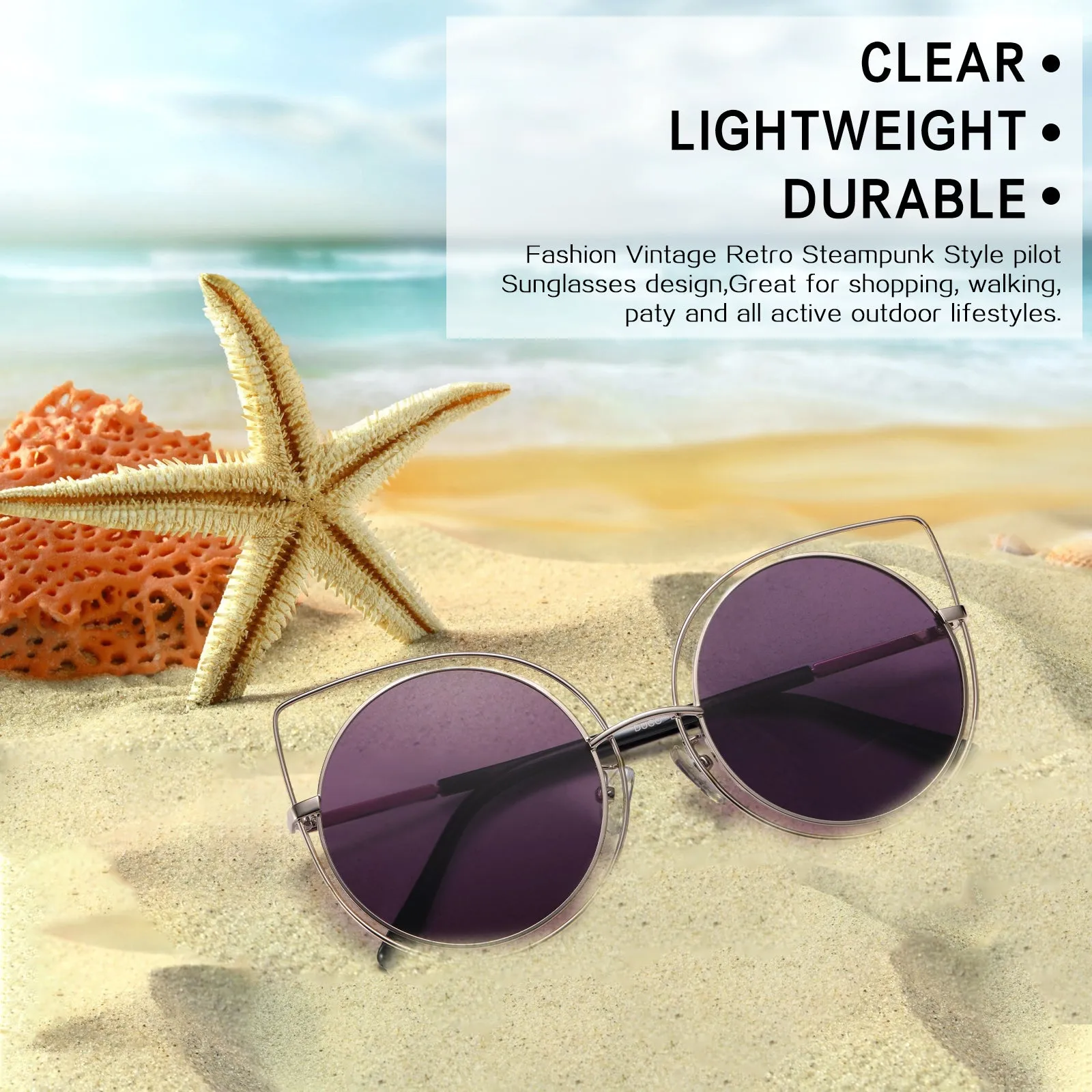 DUCO Classic Vintage Cateye Polarized Sunglasses For Women 100%UV Protection W002