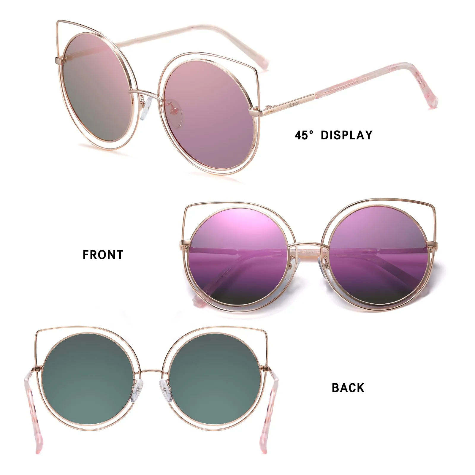 DUCO Classic Vintage Cateye Polarized Sunglasses For Women 100%UV Protection W002
