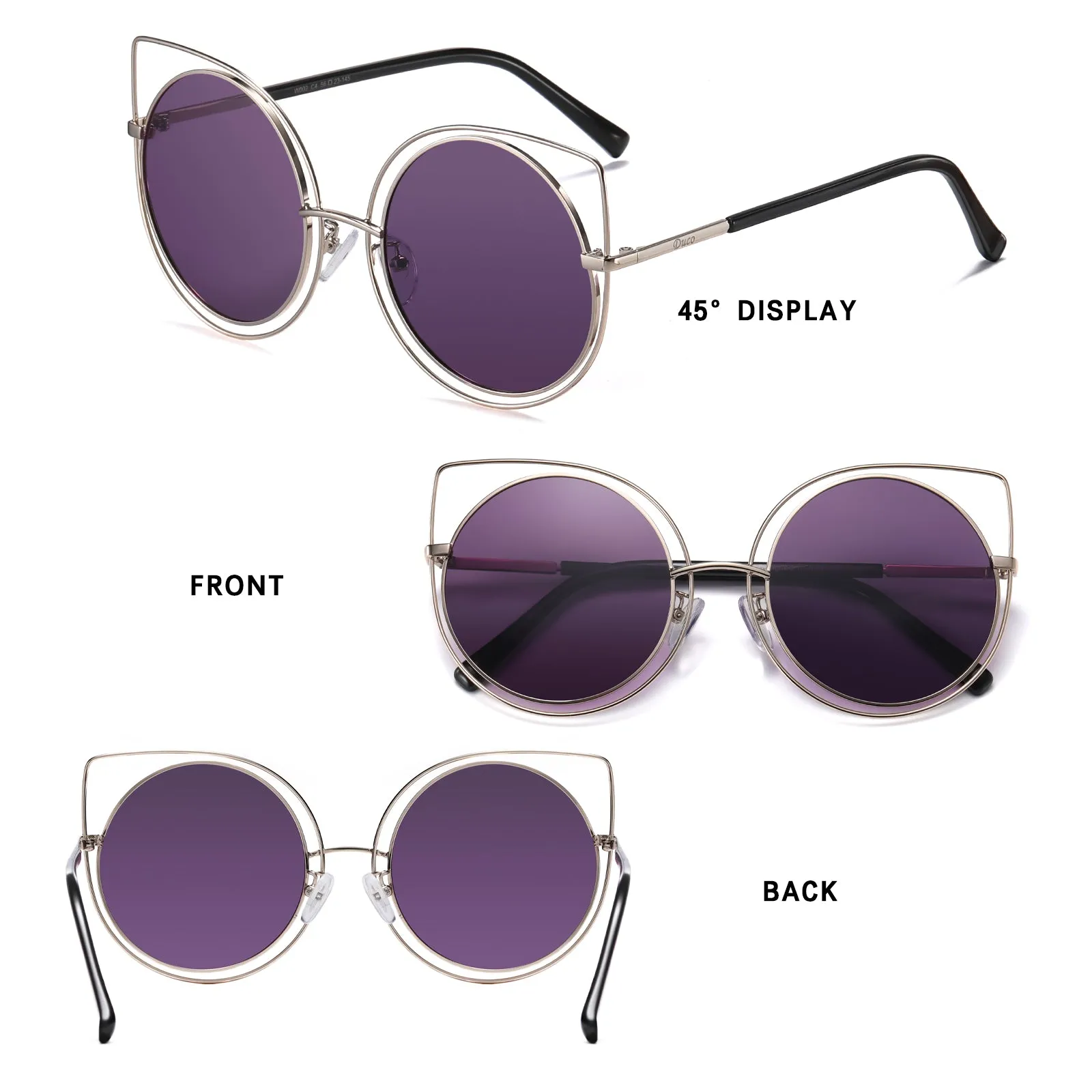 DUCO Classic Vintage Cateye Polarized Sunglasses For Women 100%UV Protection W002
