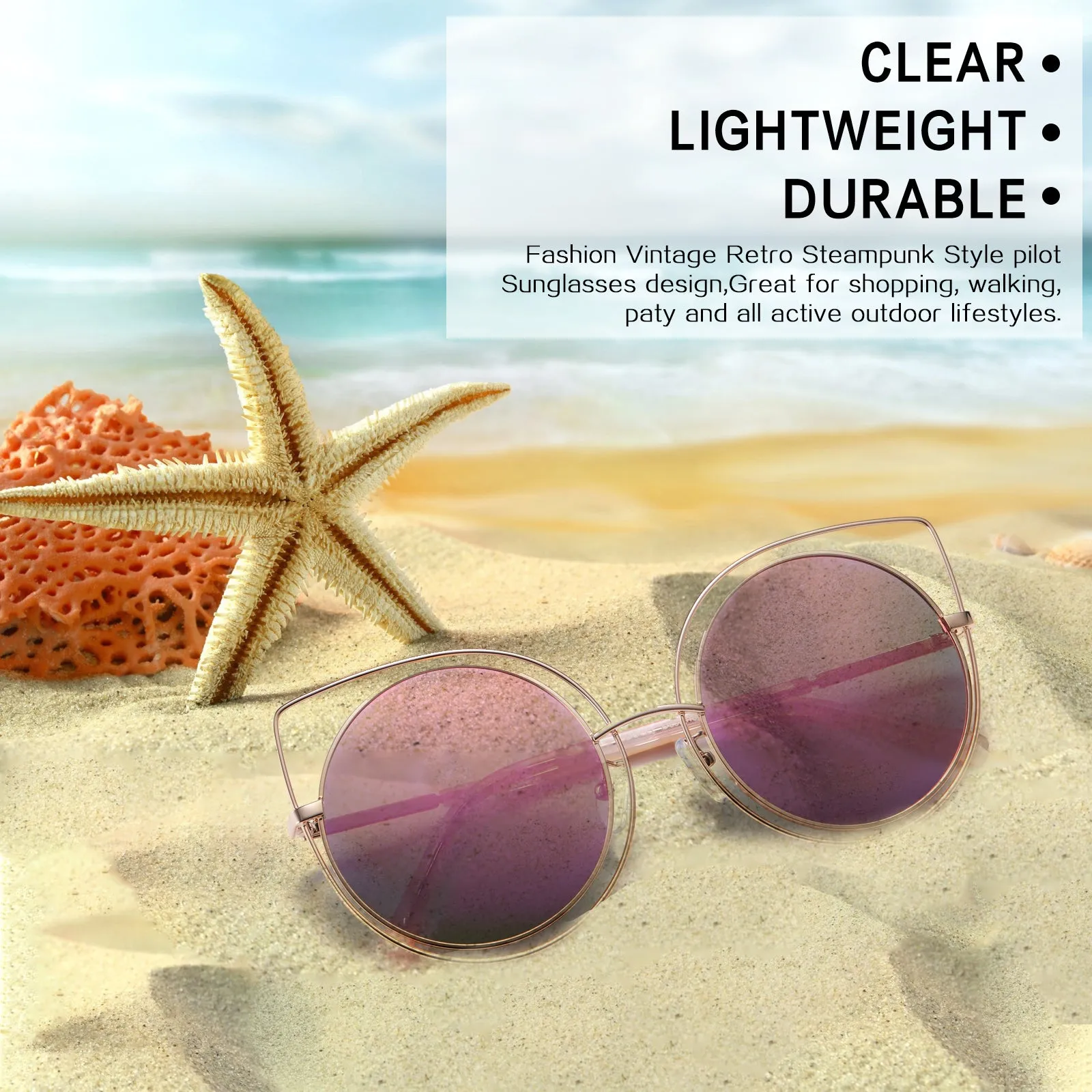DUCO Classic Vintage Cateye Polarized Sunglasses For Women 100%UV Protection W002