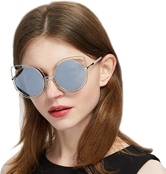 DUCO Classic Vintage Cateye Polarized Sunglasses For Women 100%UV Protection W002