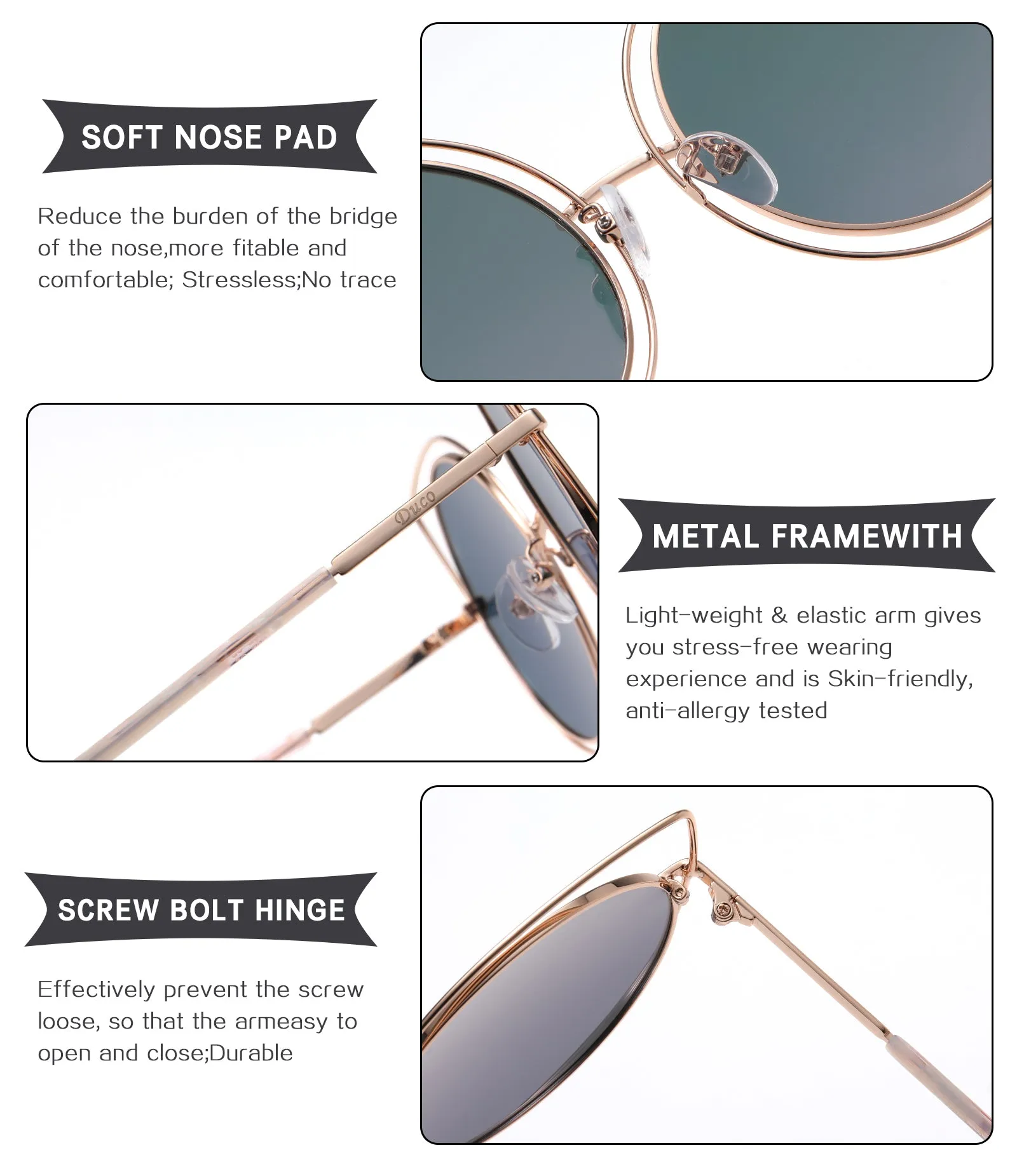 DUCO Classic Vintage Cateye Polarized Sunglasses For Women 100%UV Protection W002