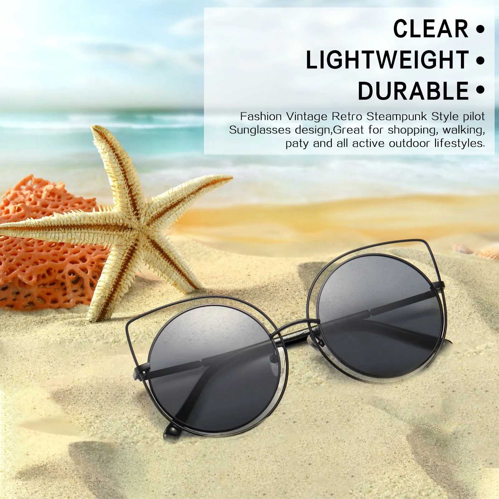 DUCO Classic Vintage Cateye Polarized Sunglasses For Women 100%UV Protection W002