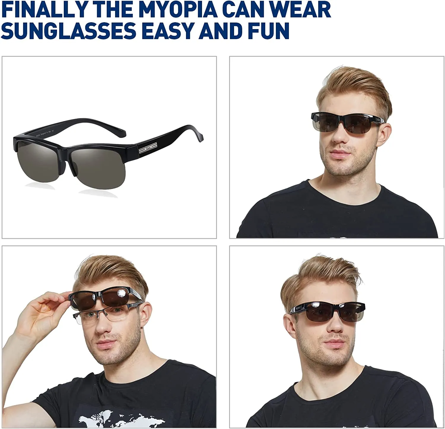 DUCO Fit Over Glasses Unisex Wraparound Glasses Polarized Sunglasses 8960