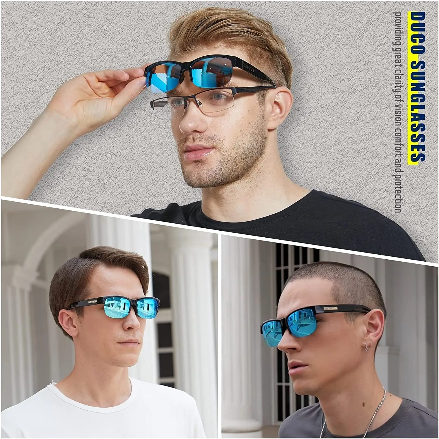 DUCO Fit Over Glasses Unisex Wraparound Glasses Polarized Sunglasses 8960