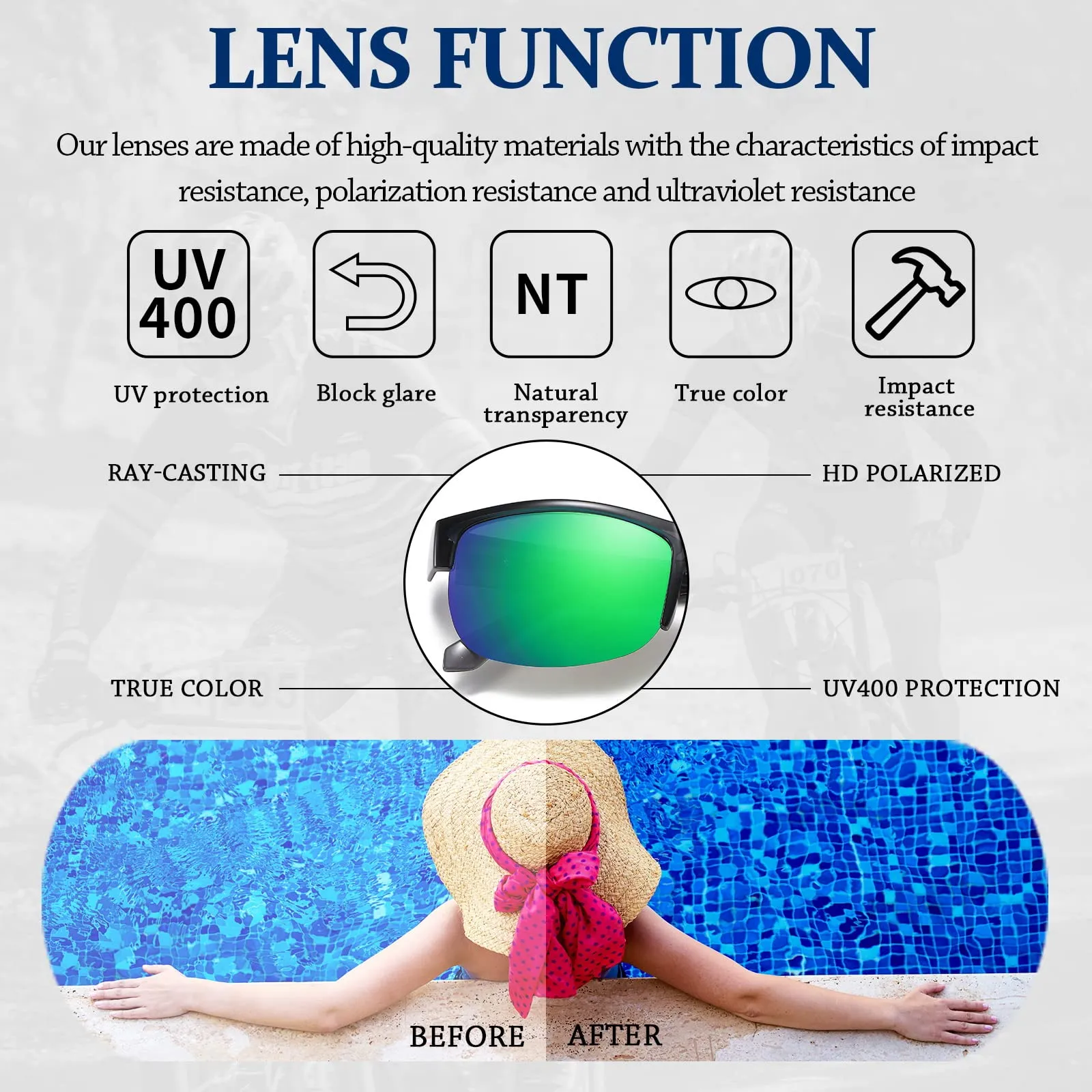 DUCO Fit Over Glasses Unisex Wraparound Glasses Polarized Sunglasses 8960
