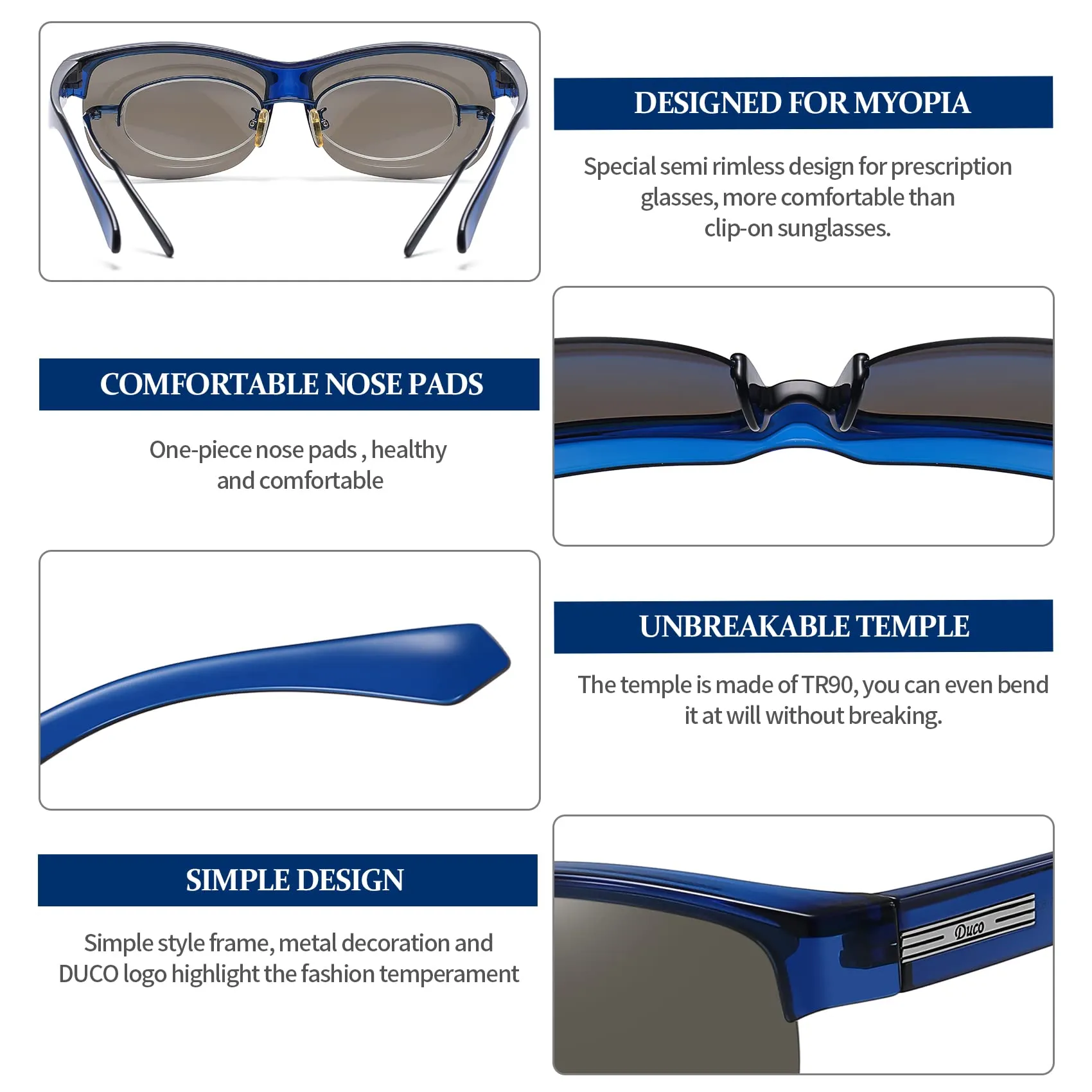 DUCO Fit Over Glasses Unisex Wraparound Glasses Polarized Sunglasses 8960