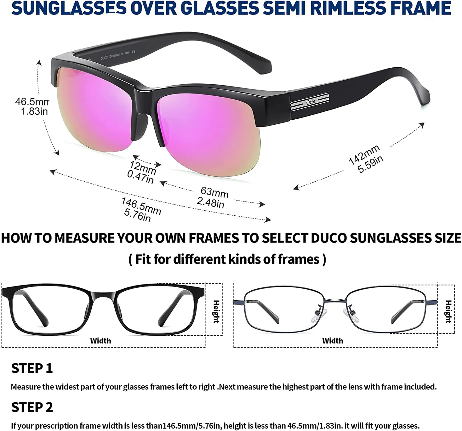 DUCO Fit Over Glasses Unisex Wraparound Glasses Polarized Sunglasses 8960
