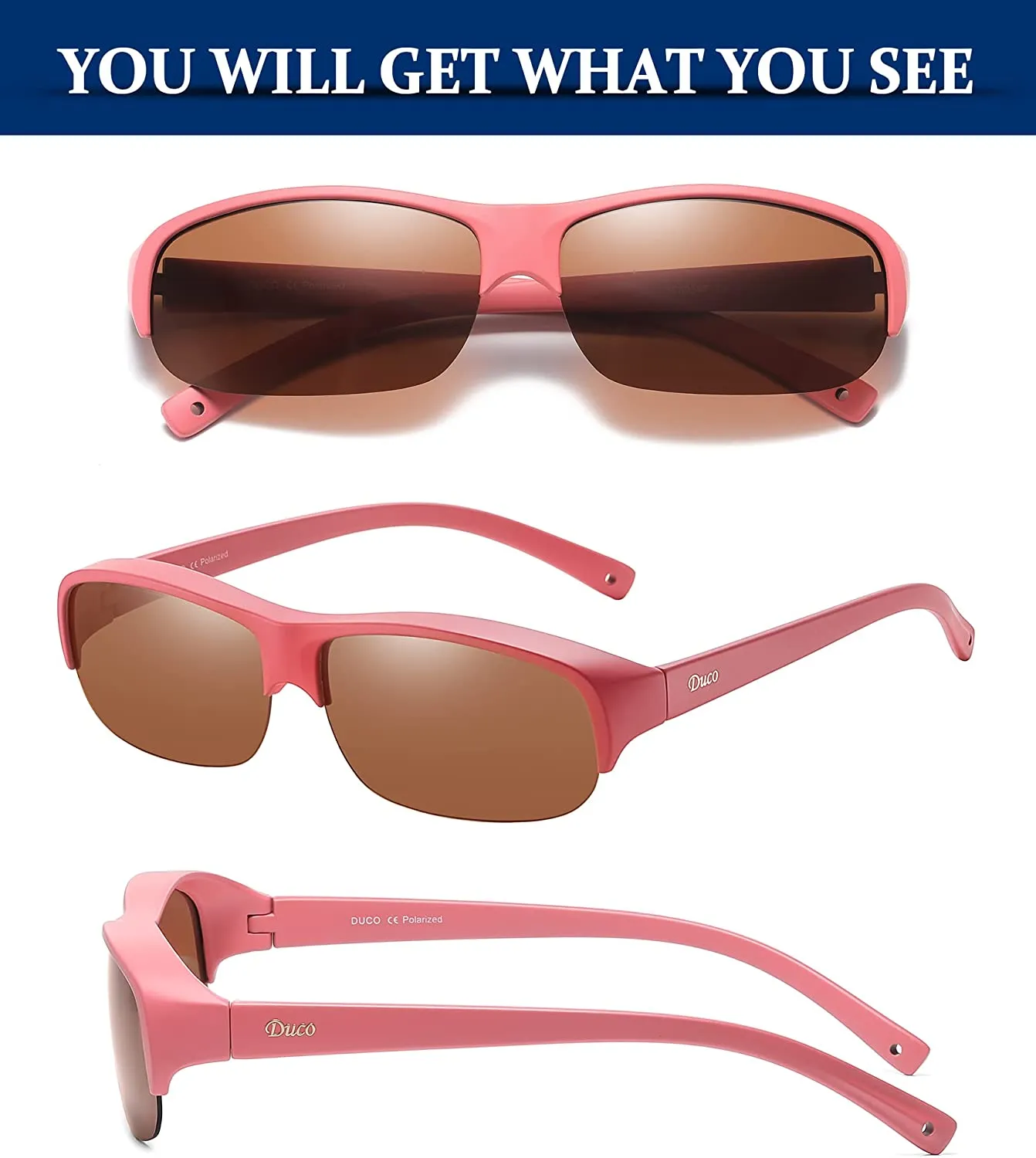 DUCO Fit Over Glasses Unisex Wraparound Glasses Polarized Sunglasses 8960