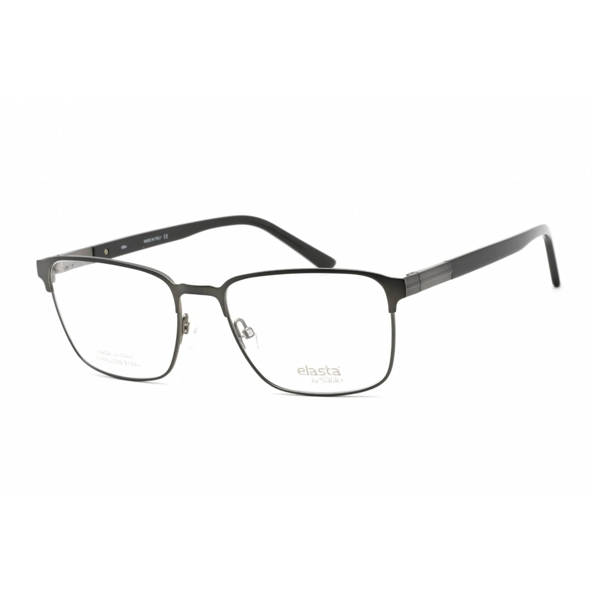 Elasta Men's Eyeglasses - Matte Grey Stainless Steel/Acetate Square | E 3124 0FRE 00