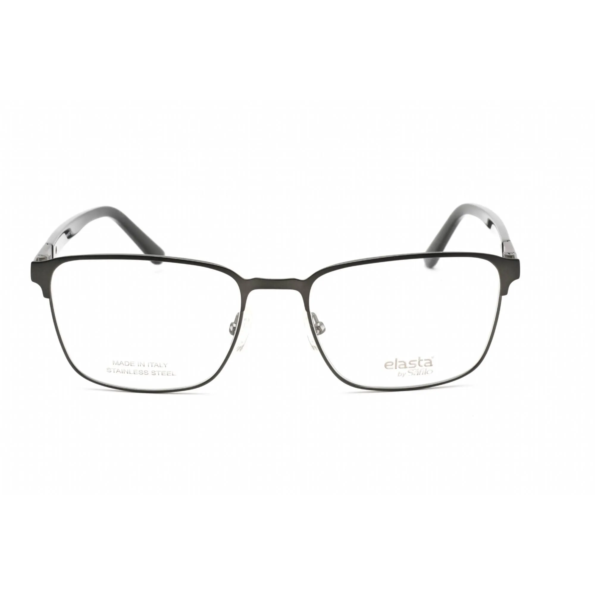 Elasta Men's Eyeglasses - Matte Grey Stainless Steel/Acetate Square | E 3124 0FRE 00