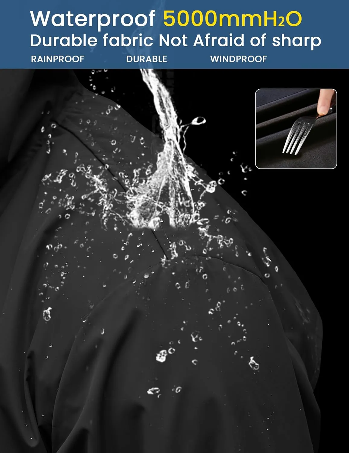 ELESOL Men's Long Raincoat Rain Ligtweight Jacket Waterproof Outdoor Jackets with Hood