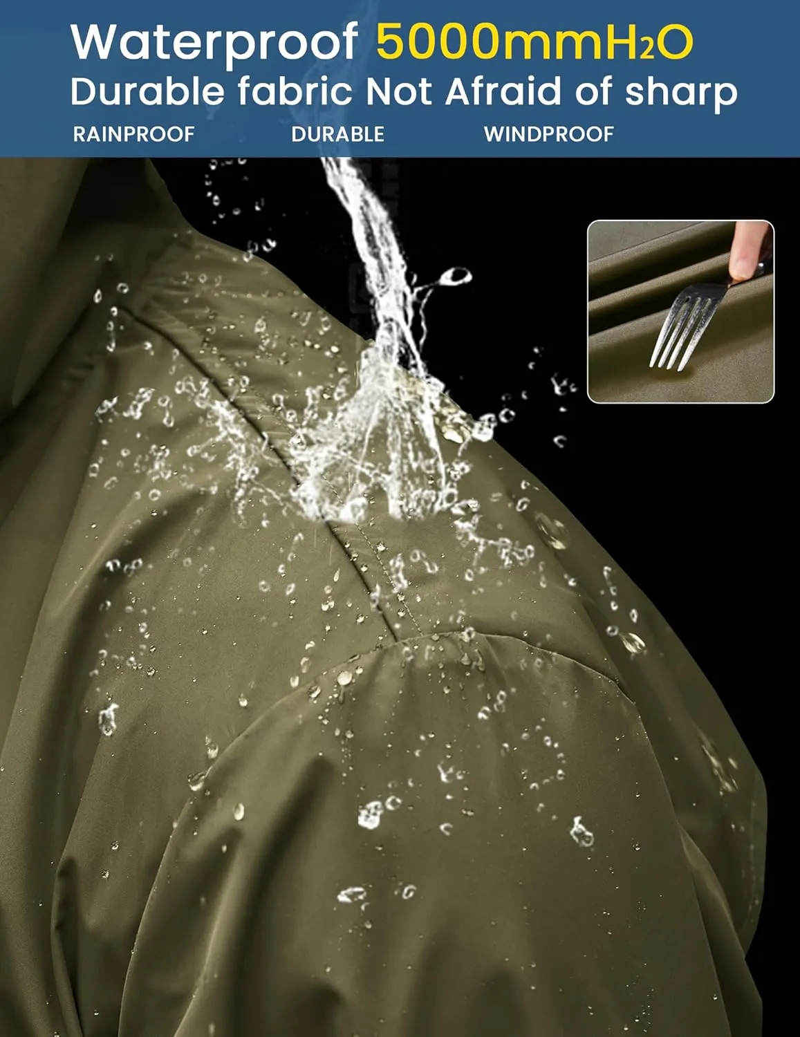ELESOL Men's Long Raincoat Rain Ligtweight Jacket Waterproof Outdoor Jackets with Hood