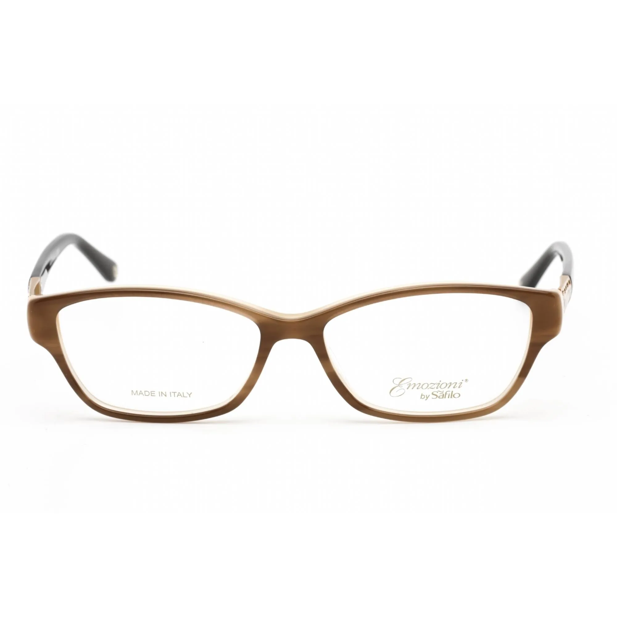 Emozioni Women's Eyeglasses - Brown Horn Cat Eye Plastic Full Rim Frame | EM 4053 EX4