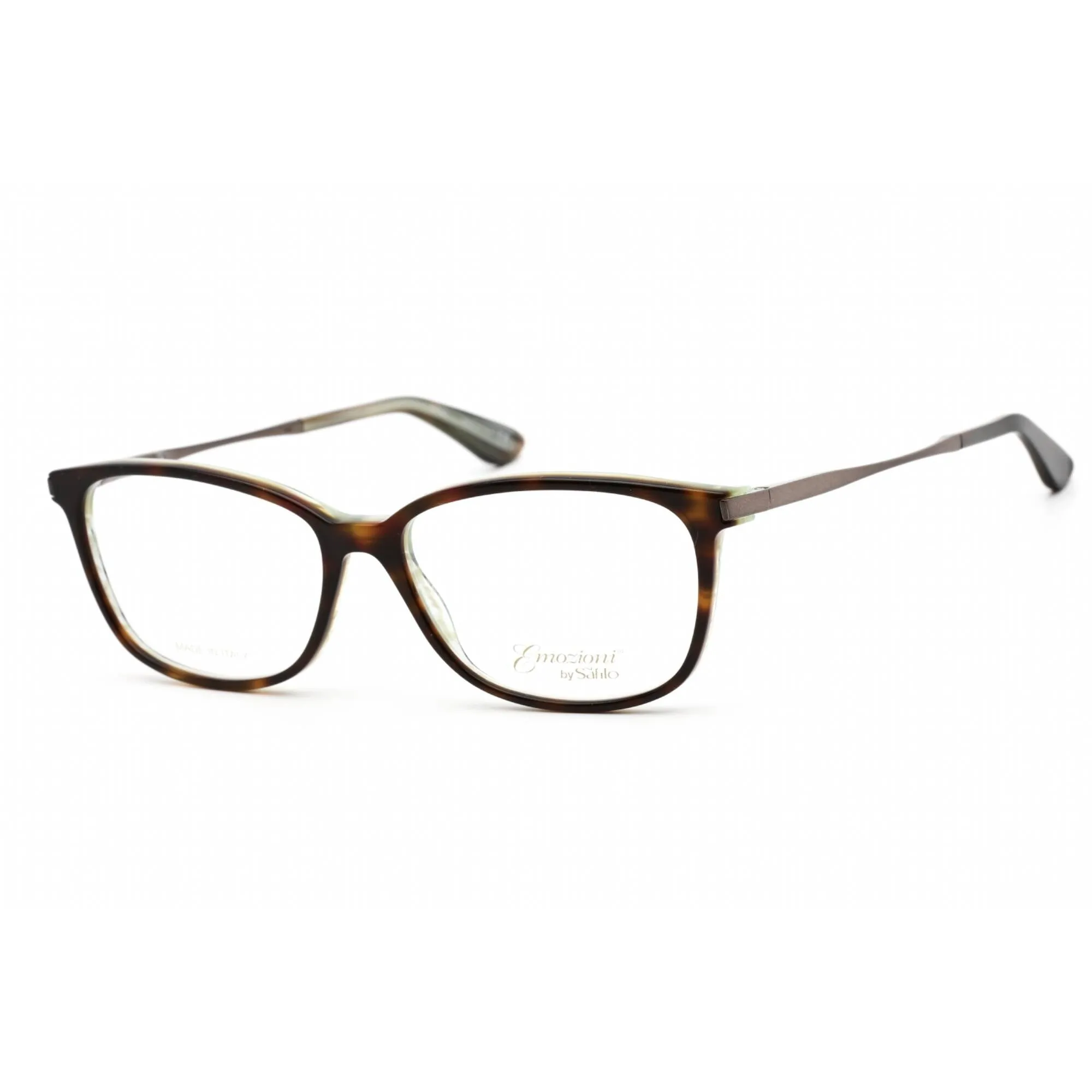 Emozioni Women's Eyeglasses - Havana Green Grey Rectangular Frame | 4044 0SH7 00