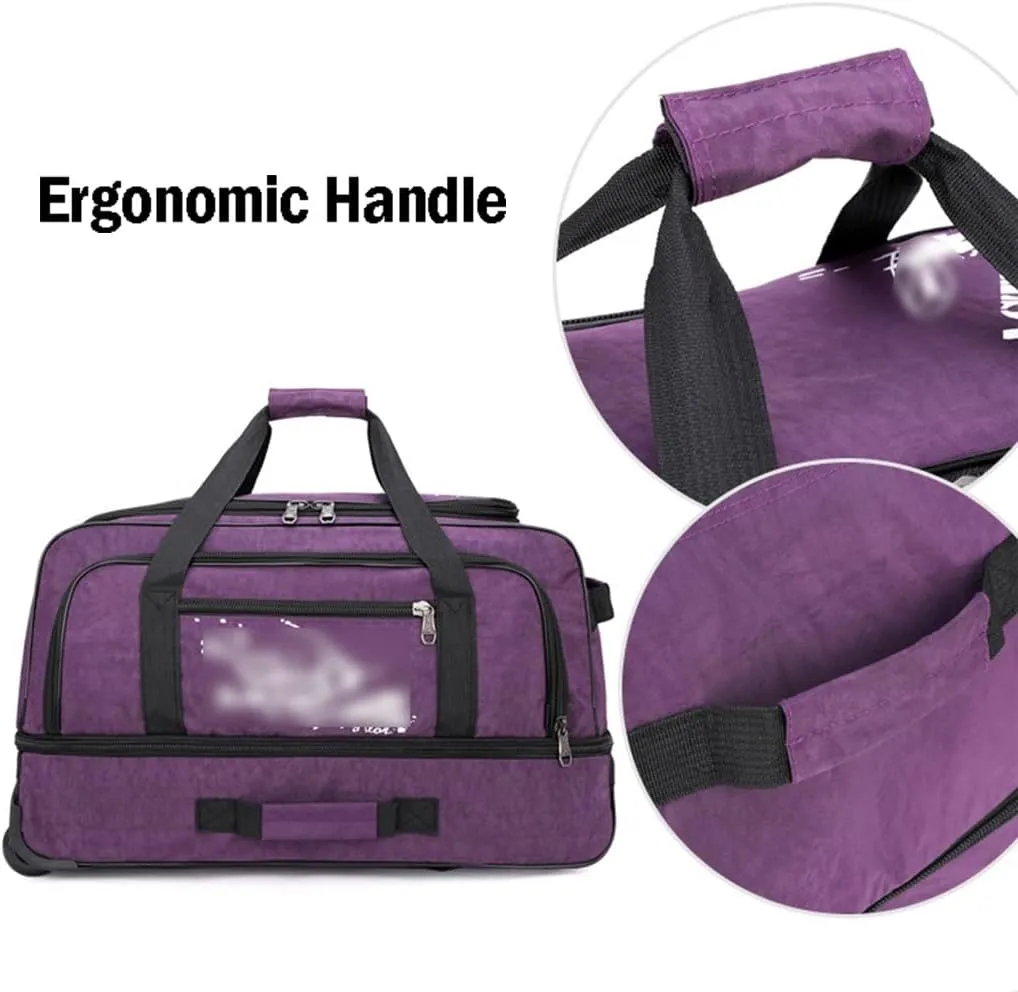 Expandable Rolling Duffle Bag with Wheels, Unisex-Adult Carry On Luggage Tote Suitcase Lightweight Travel Trolley Bag Overnight Weekender Bag for Women Men (Color : Gray, Size : Medium)
