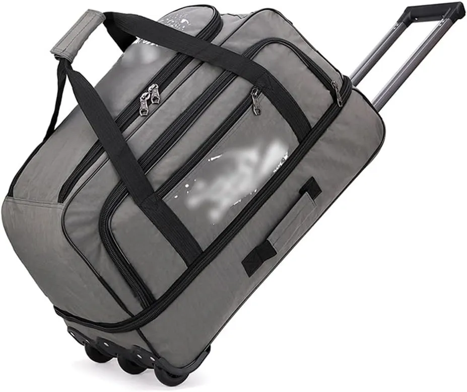Expandable Rolling Duffle Bag with Wheels, Unisex-Adult Carry On Luggage Tote Suitcase Lightweight Travel Trolley Bag Overnight Weekender Bag for Women Men (Color : Gray, Size : Medium)