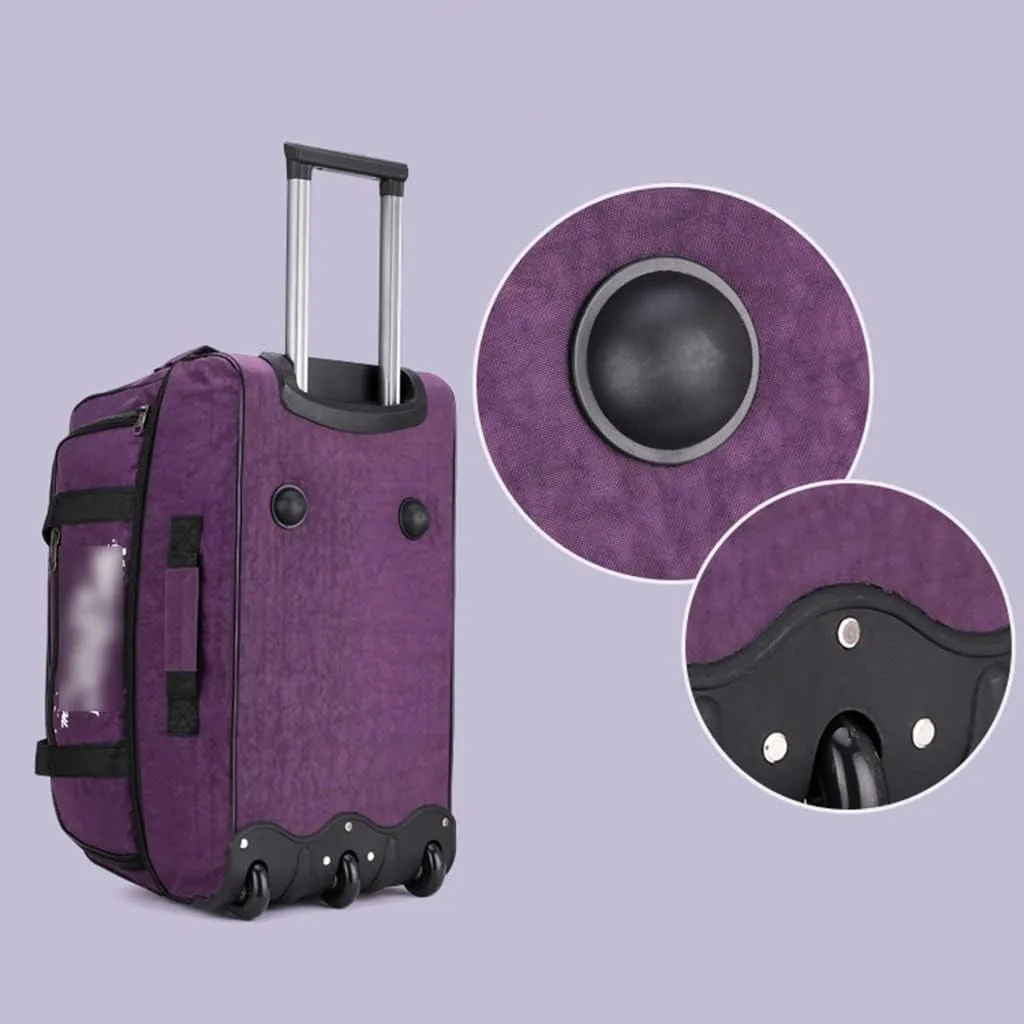 Expandable Rolling Duffle Bag with Wheels, Unisex-Adult Carry On Luggage Tote Suitcase Lightweight Travel Trolley Bag Overnight Weekender Bag for Women Men (Color : Gray, Size : Medium)