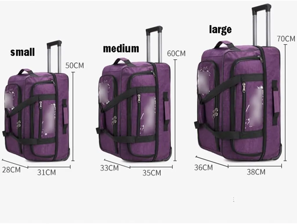 Expandable Rolling Duffle Bag with Wheels, Unisex-Adult Carry On Luggage Tote Suitcase Lightweight Travel Trolley Bag Overnight Weekender Bag for Women Men (Color : Gray, Size : Medium)