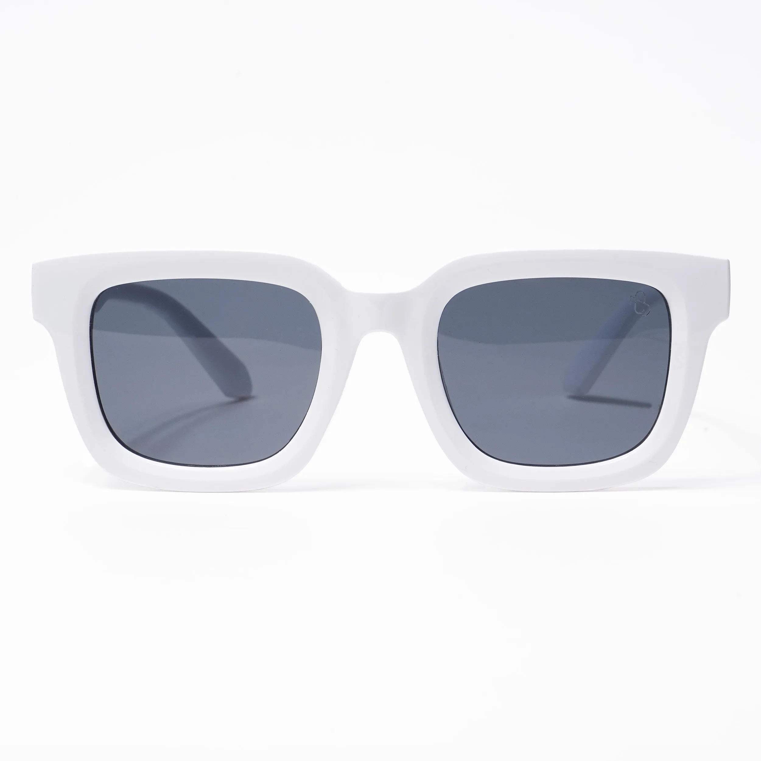 Eyejack Square Sunglasses for Men & Women (Black Lens | White Frame - 3803CL527-C4)