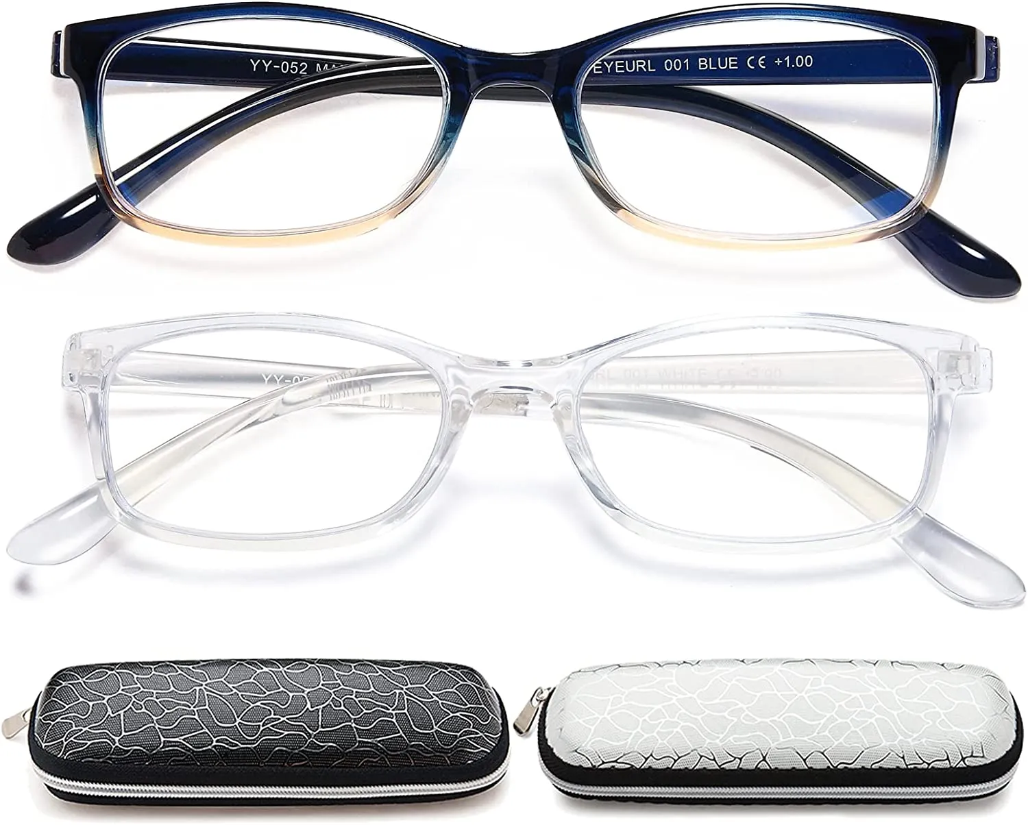 Eyeurl Blue Light Blocking Glasses for Women - 2 Pairs, Lightweight & Anti-Glare Computer Eyeglasses, Eye Strain Relief