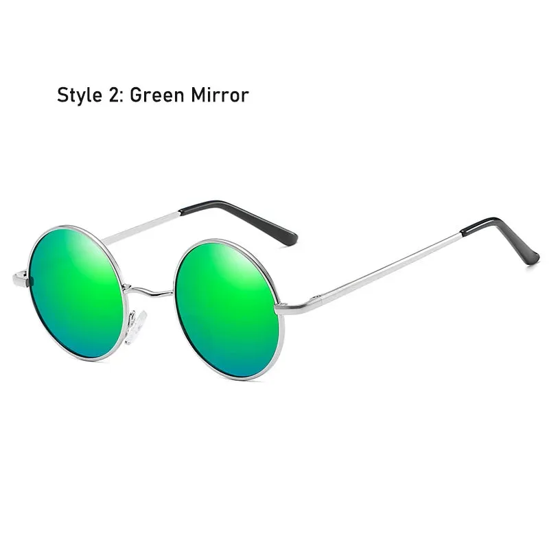 Eyewear: Retro Vintage Round Polarized Sunglasses Men Brand Designer Sun Glasses Women Alloy Metal Frame Black Lens Eyewear Driving UV400