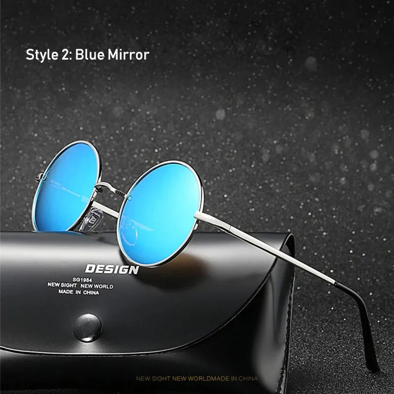 Eyewear: Retro Vintage Round Polarized Sunglasses Men Brand Designer Sun Glasses Women Alloy Metal Frame Black Lens Eyewear Driving UV400