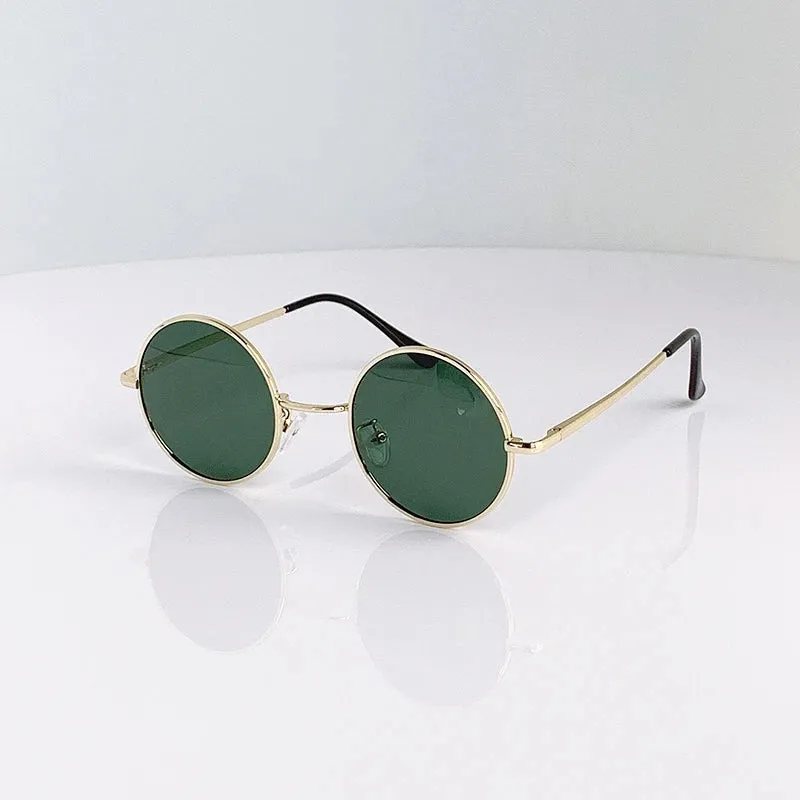 Eyewear: Retro Vintage Round Polarized Sunglasses Men Brand Designer Sun Glasses Women Alloy Metal Frame Black Lens Eyewear Driving UV400