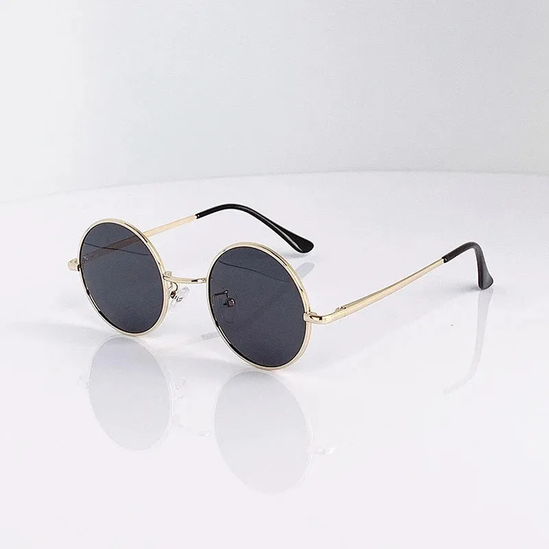 Eyewear: Retro Vintage Round Polarized Sunglasses Men Brand Designer Sun Glasses Women Alloy Metal Frame Black Lens Eyewear Driving UV400
