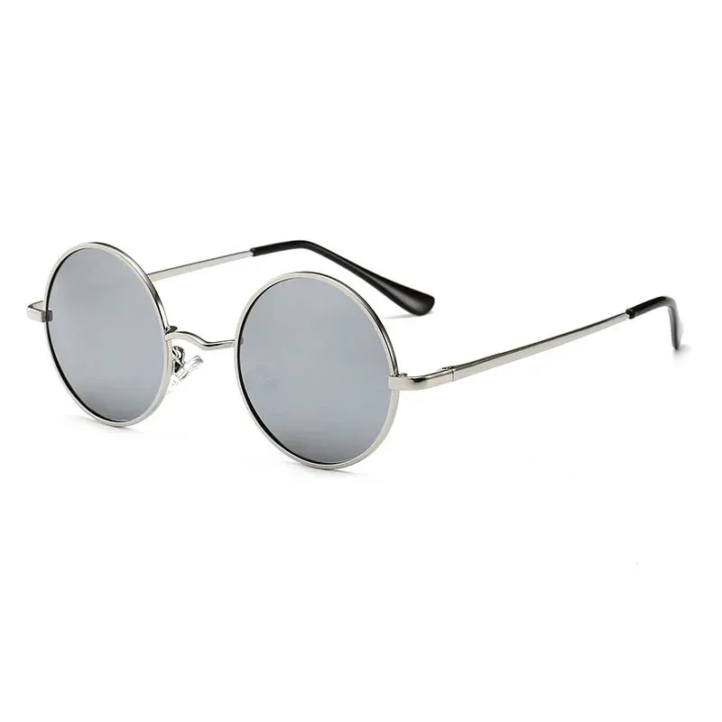 Eyewear: Retro Vintage Round Polarized Sunglasses Men Brand Designer Sun Glasses Women Alloy Metal Frame Black Lens Eyewear Driving UV400