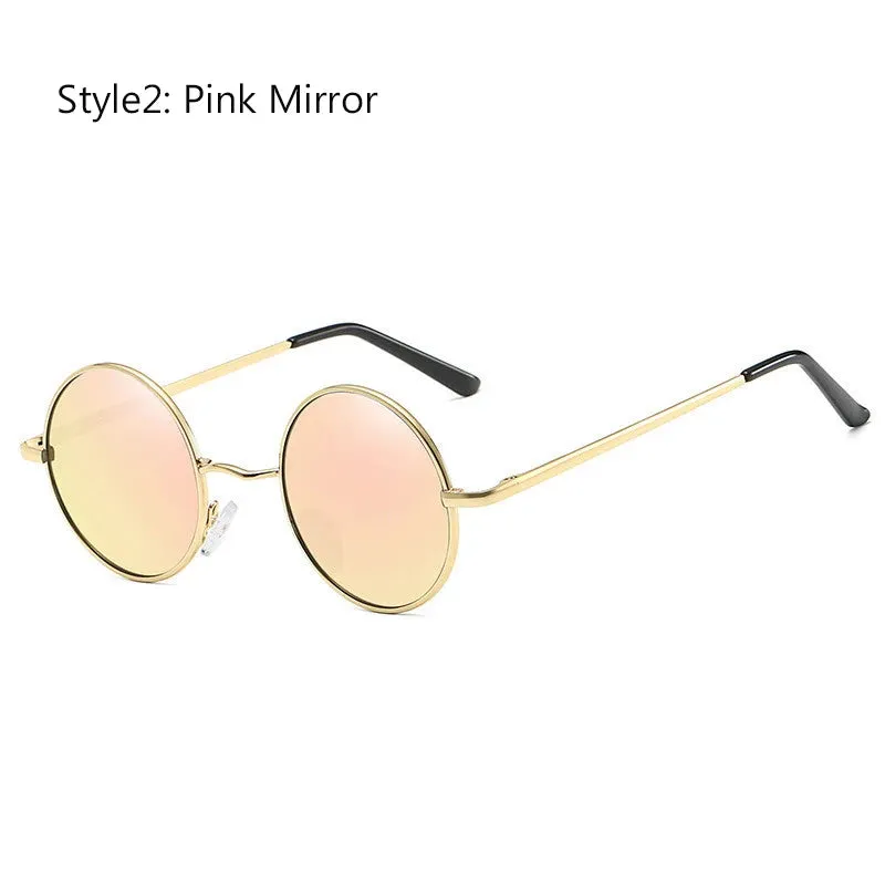 Eyewear: Retro Vintage Round Polarized Sunglasses Men Brand Designer Sun Glasses Women Alloy Metal Frame Black Lens Eyewear Driving UV400