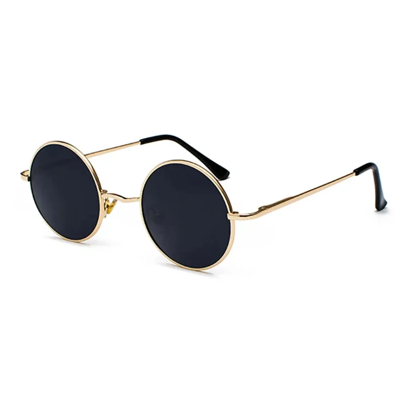 Eyewear: Retro Vintage Round Polarized Sunglasses Men Brand Designer Sun Glasses Women Alloy Metal Frame Black Lens Eyewear Driving UV400