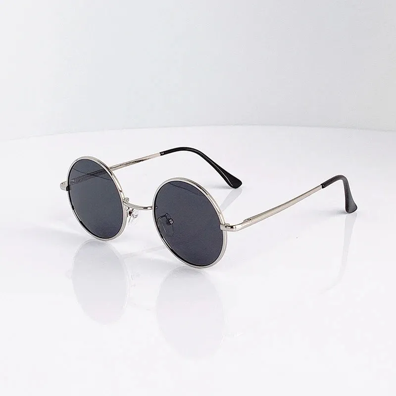 Eyewear: Retro Vintage Round Polarized Sunglasses Men Brand Designer Sun Glasses Women Alloy Metal Frame Black Lens Eyewear Driving UV400