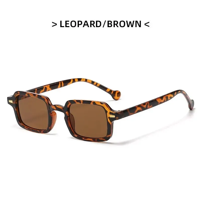 Fashion Square Sunglasses Women Retro Rivets Gradient Shades UV400 Men Leopard Blue