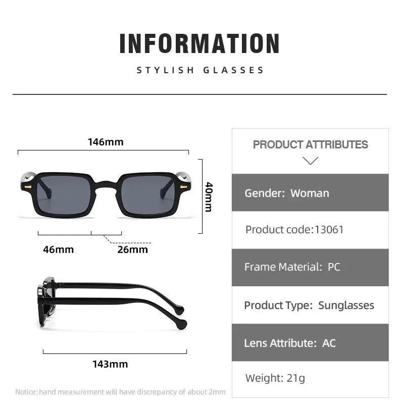 Fashion Square Sunglasses Women Retro Rivets Gradient Shades UV400 Men Leopard Blue