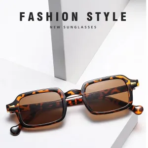Fashion Square Sunglasses Women Retro Rivets Gradient Shades UV400 Men Leopard Blue